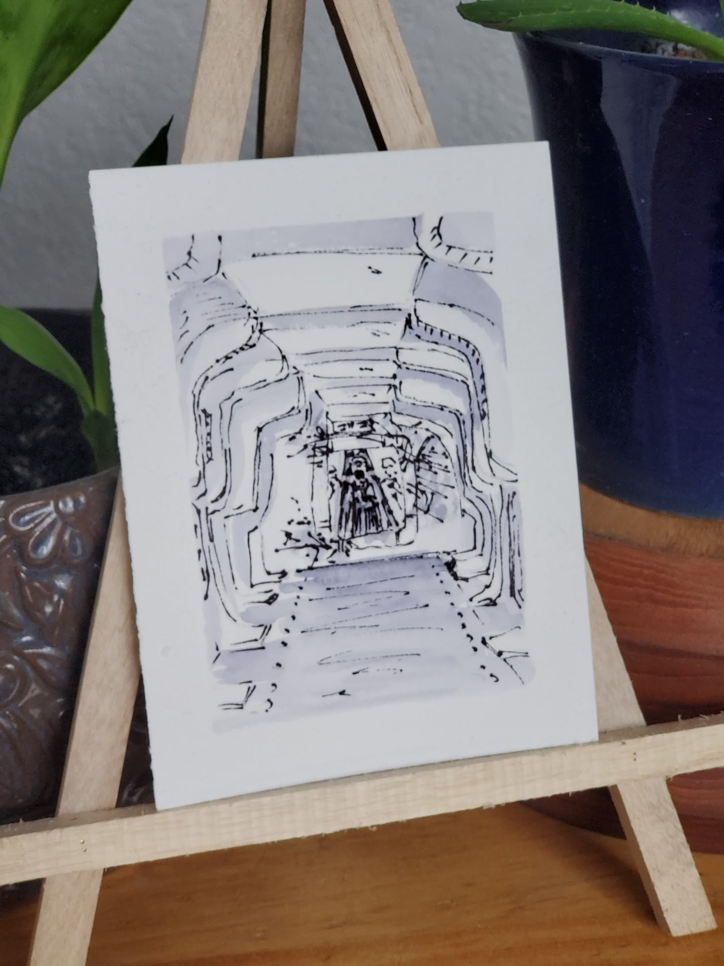 Darth Vader's Pursuit - Original Watercolor & Ink Painting (4x6 in)