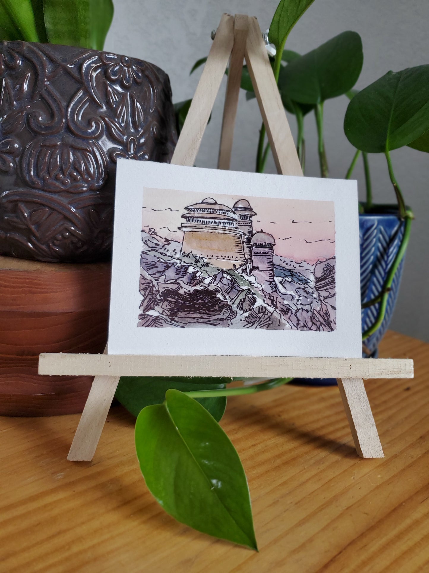 Jabba's Palace - Original Watercolor & Ink Painting (4x6 in)