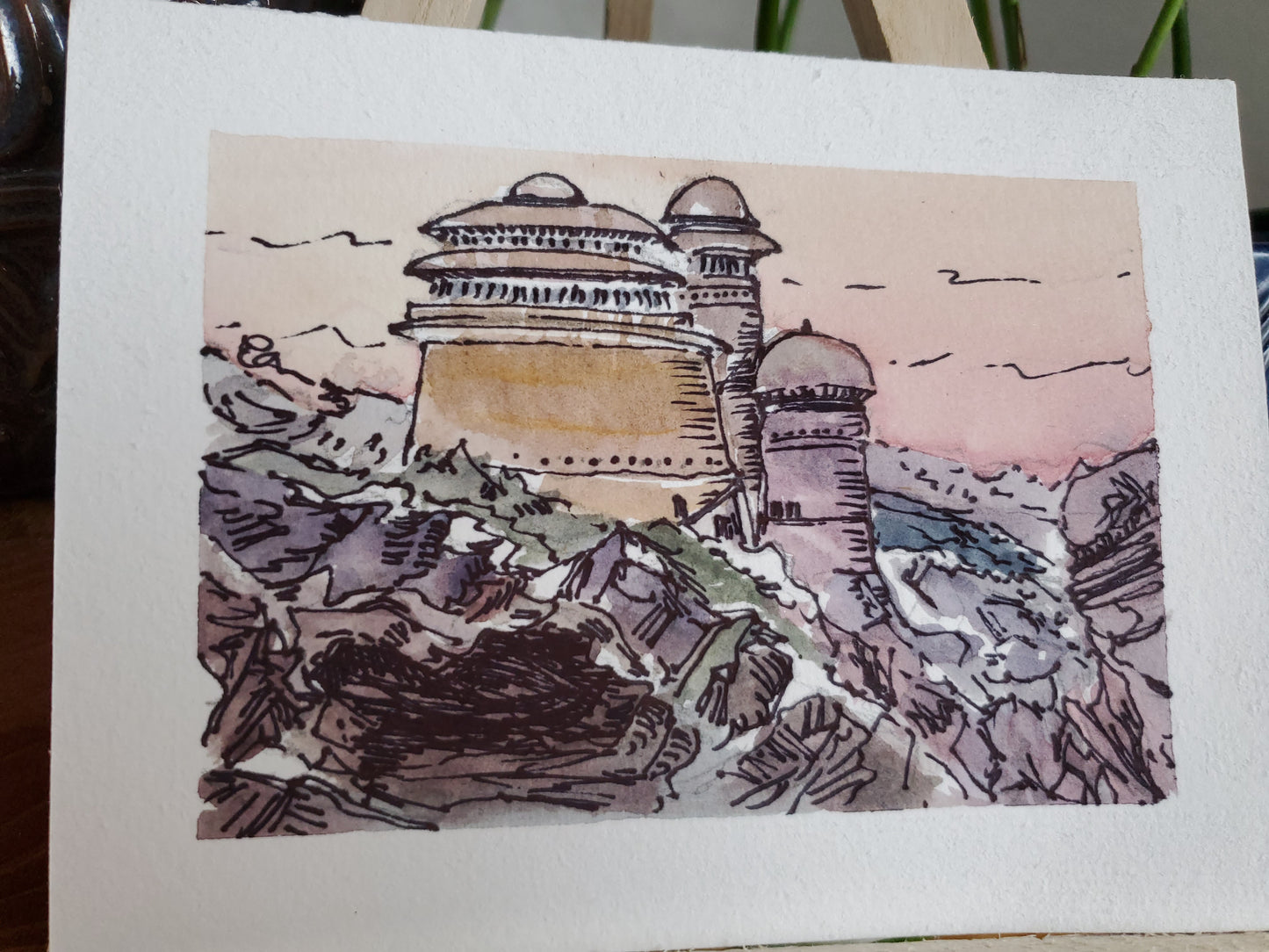 Jabba's Palace - Original Watercolor & Ink Painting (4x6 in)