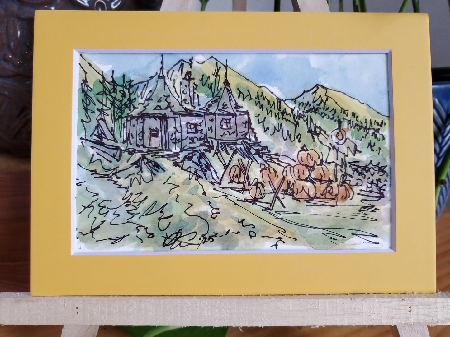 Hargid's Hut - Original Ink & Watercolor Painting
