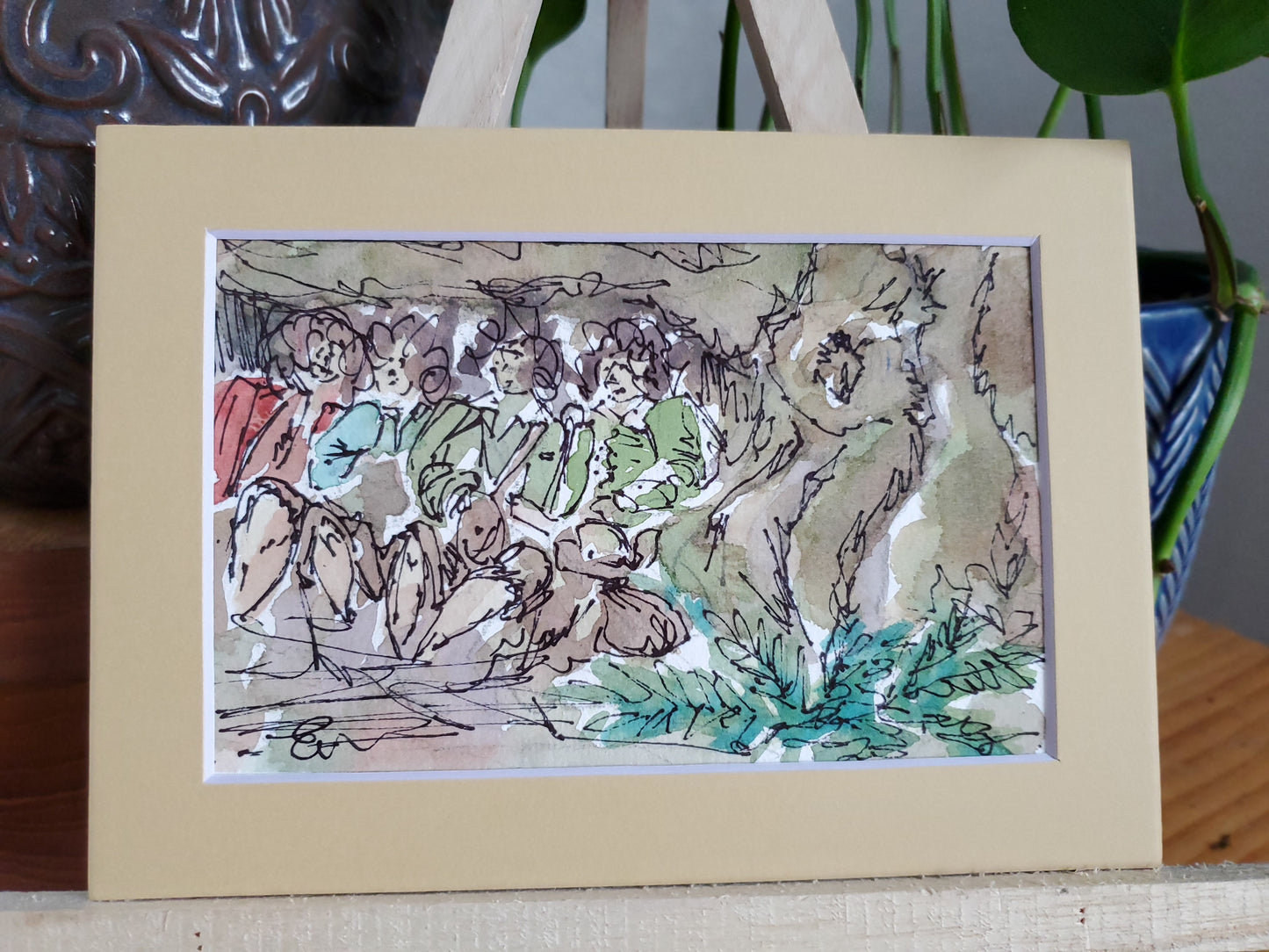 Get off the Road! - Original Watercolor & Ink Painting (4x6 in)