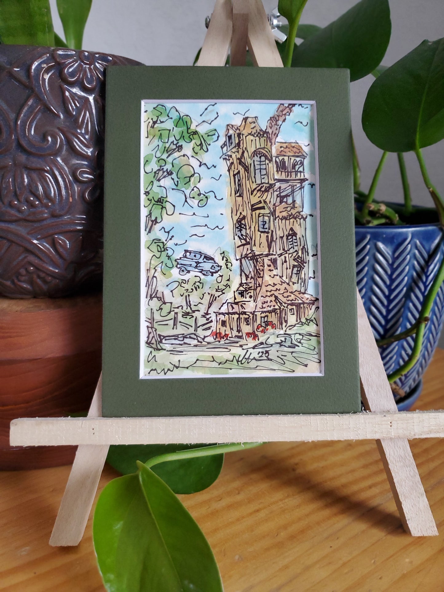 The Burrow - Original Ink & Watercolor Painting (4x6)