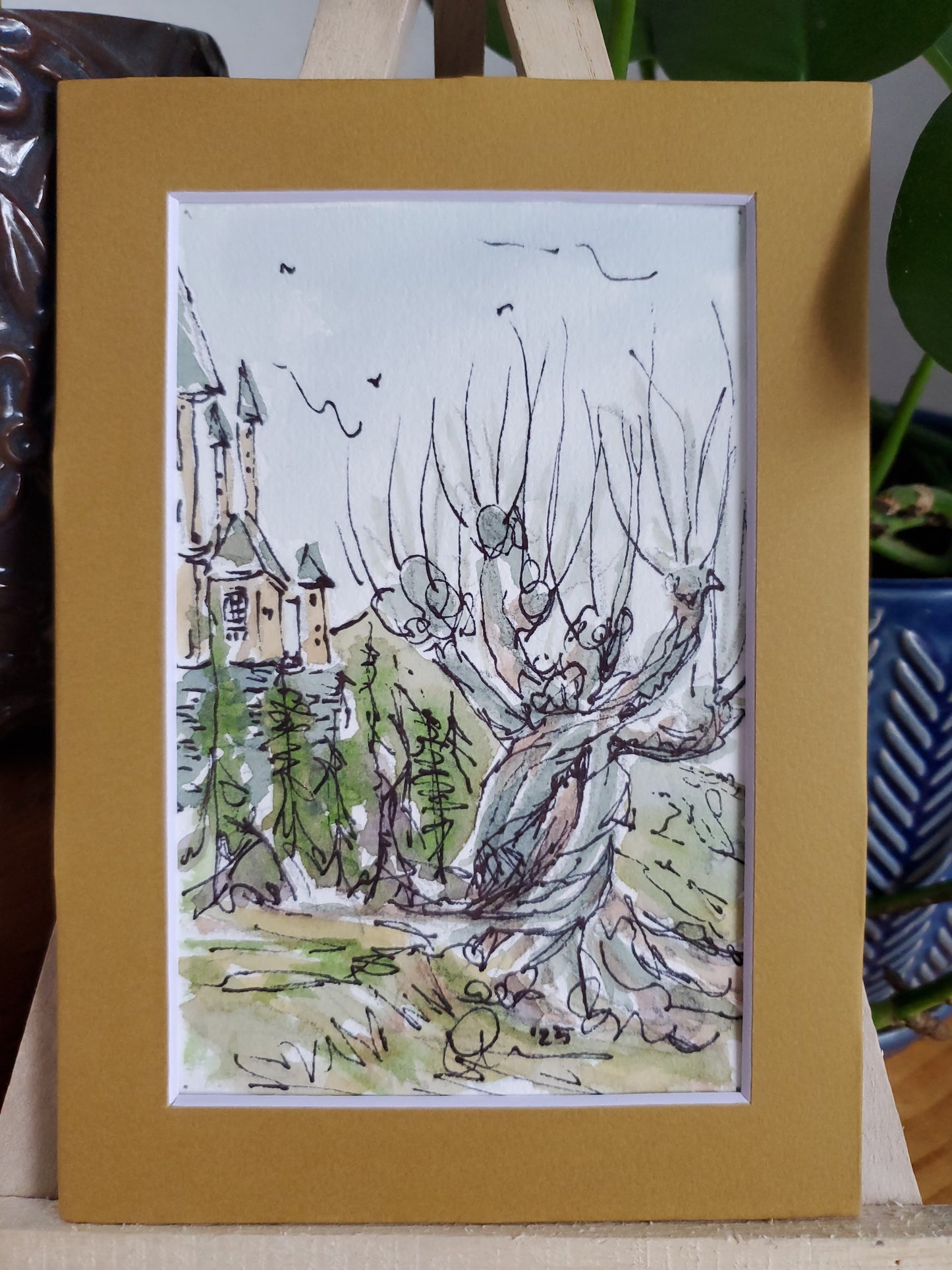 The Whomping Willow - Original Watercolor & Ink Painting (4x6 in)