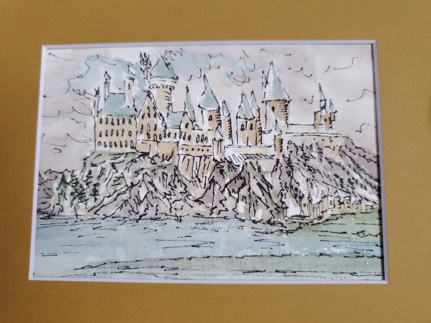Hogwarts - Original Ink & Watercolor Painting (5x7)