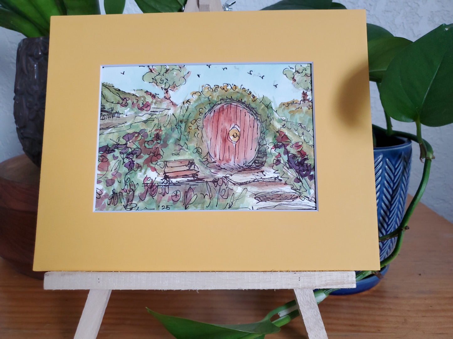 Hobbiton - Original Watercolor & Ink Painting (5x7 in)
