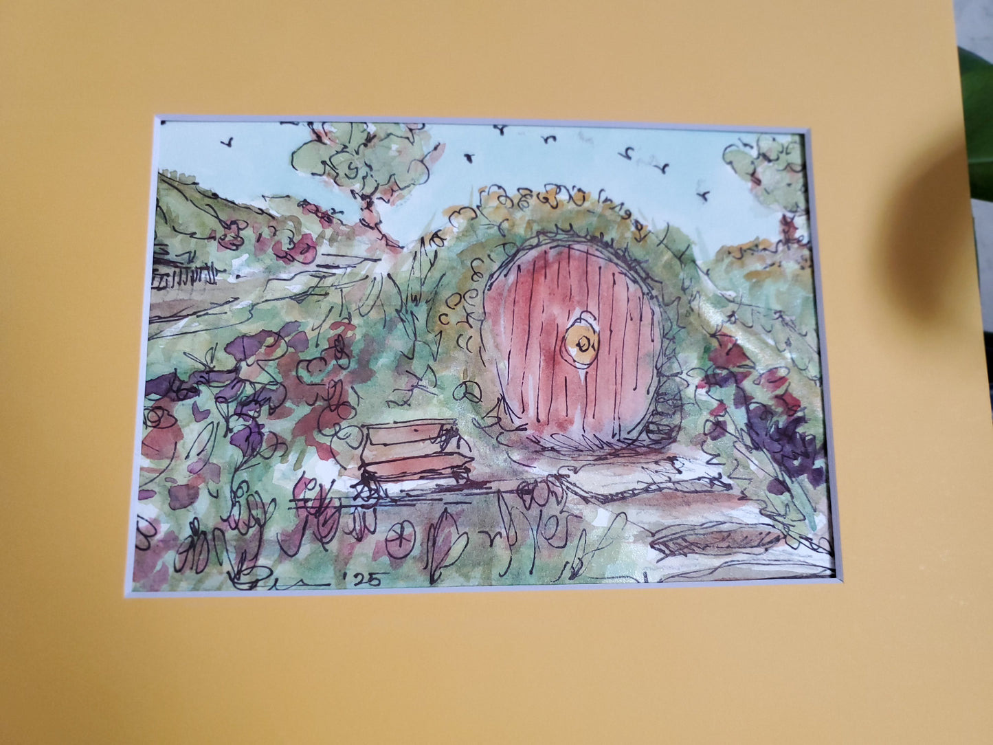 Hobbiton - Original Watercolor & Ink Painting (5x7 in)