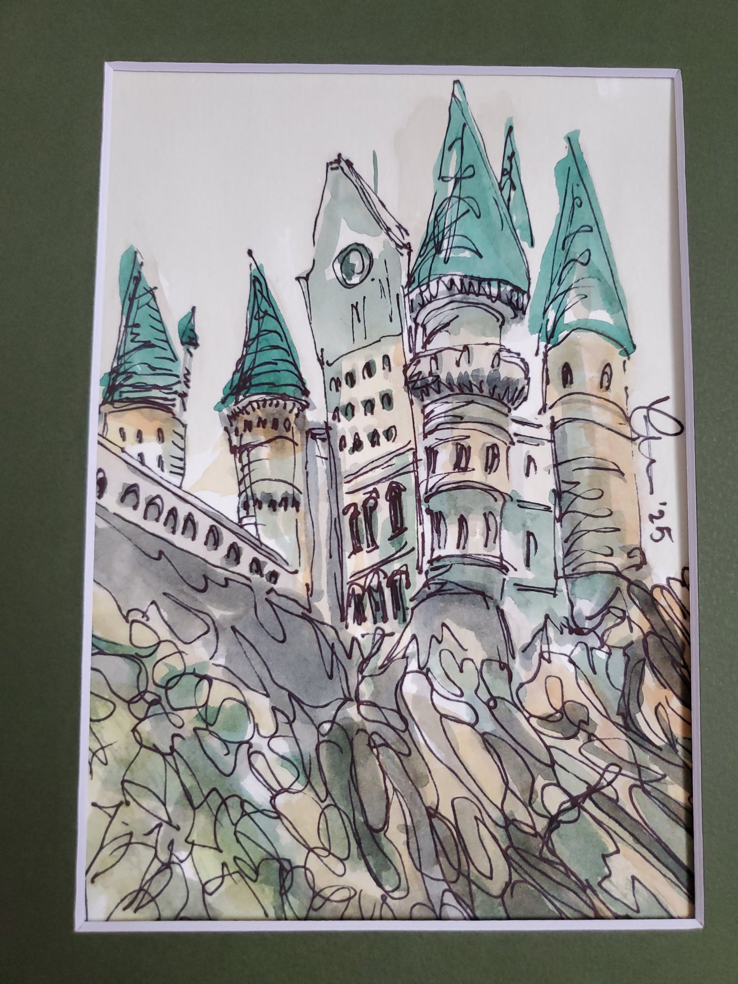 Watchtower - Original Ink & Watercolor Painting (5x7)
