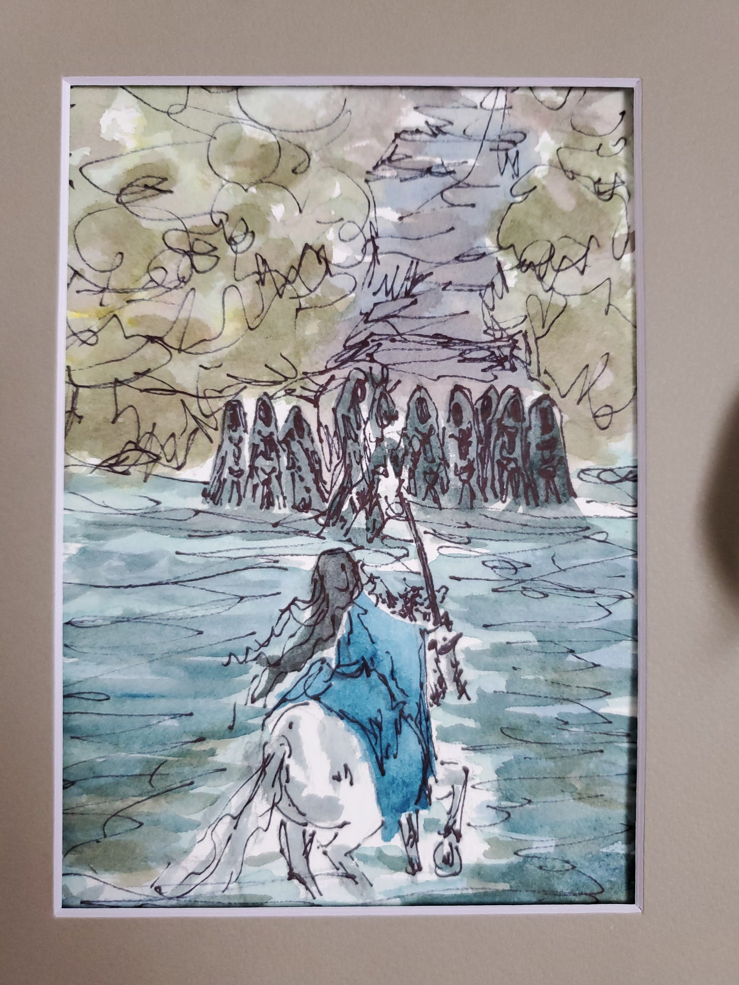 Arwen of Rivendell - Original Watercolor & Ink Painting (5x7 in)