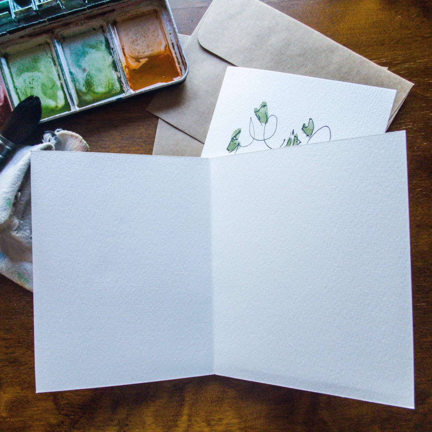 Fall Pumpkin Greeting Card Original Ink & Watercolor Art Notecard Hand Painted 4 1/2" x 6" Blank Holiday Card - Set of Two