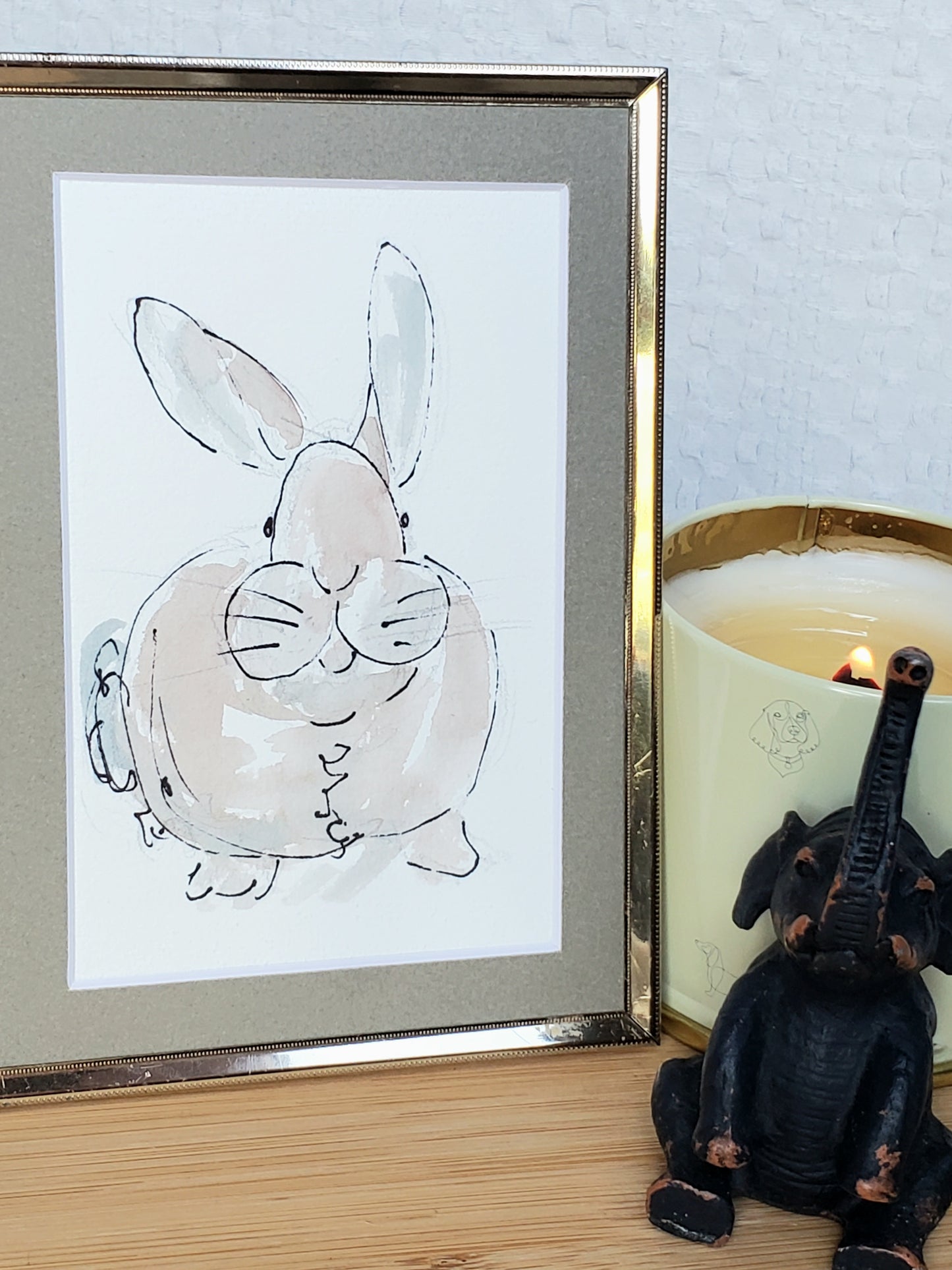 Easter Bunny Card - Original Ink & Watercolor