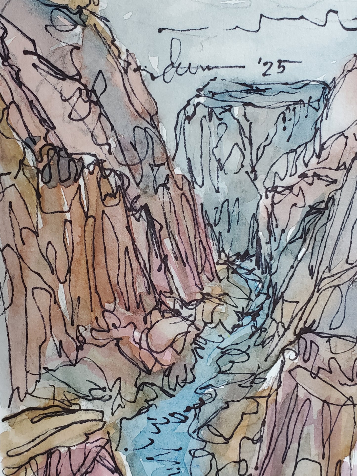 Deep Canyons - Original Ink & Watercolor Art