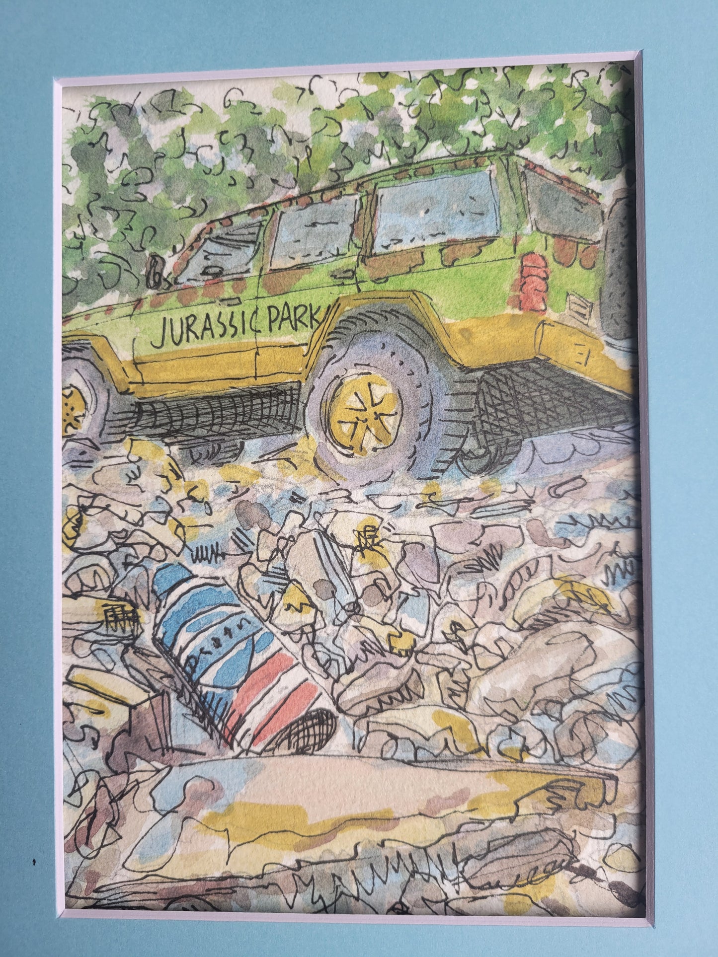 I'll Get them All - Jurassic Park Original Ink & Watercolor Art (5x7)