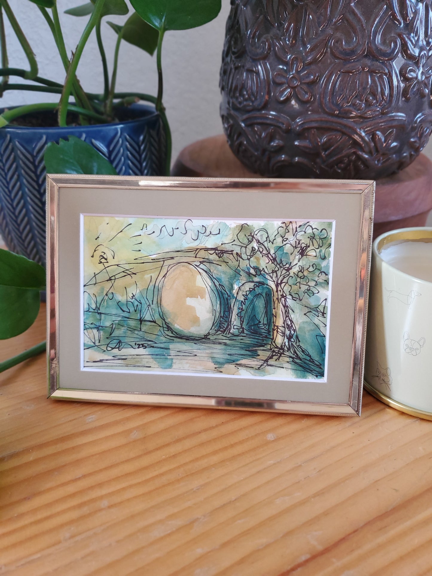 Resurrection Tomb - Original Ink and Watercolor Painting