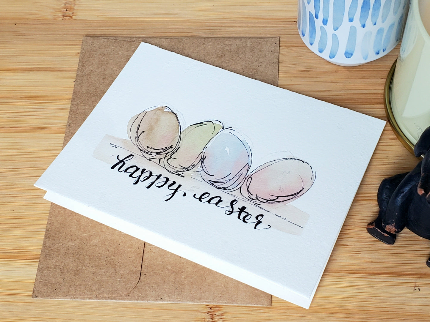 Easter Egg Greeting Card - Original Ink & Watercolor