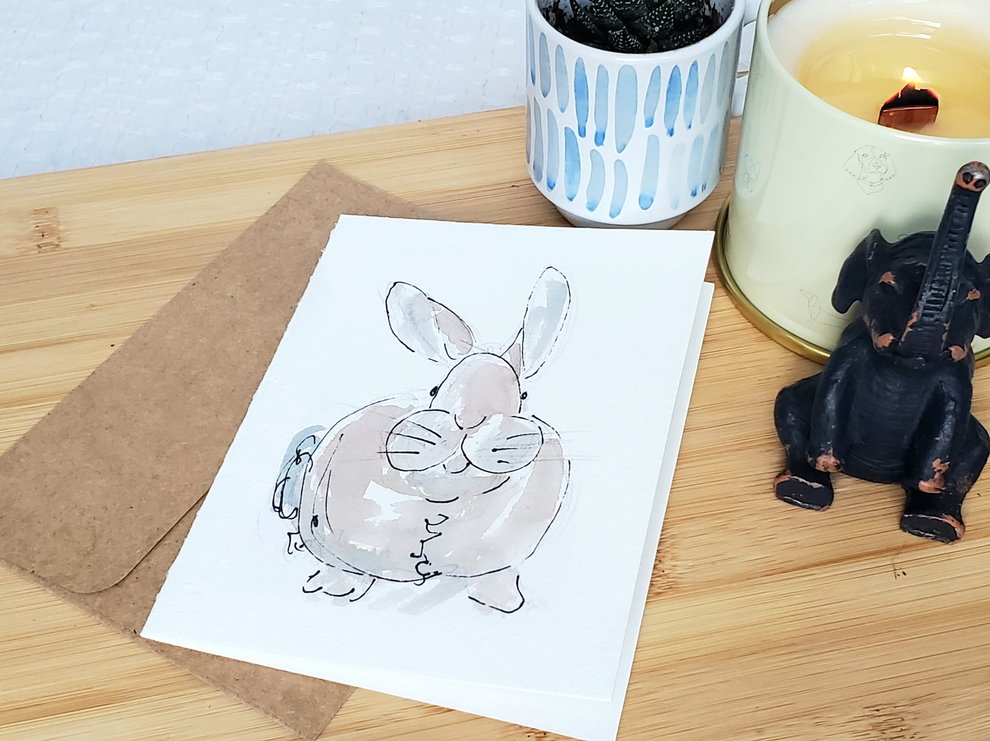 Easter Bunny Card - Original Ink & Watercolor