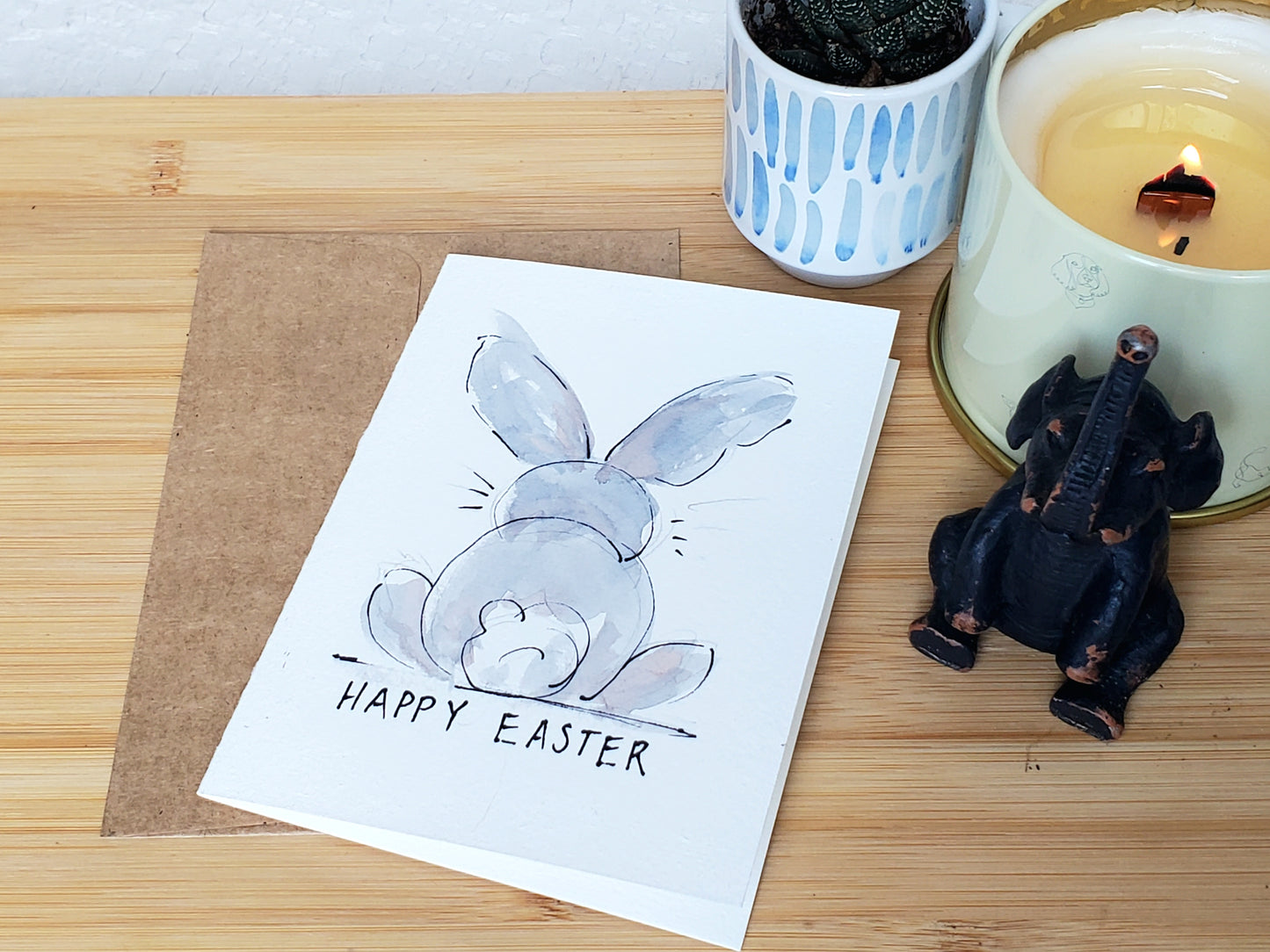 Easter Bunny Card - Original Ink & Watercolor