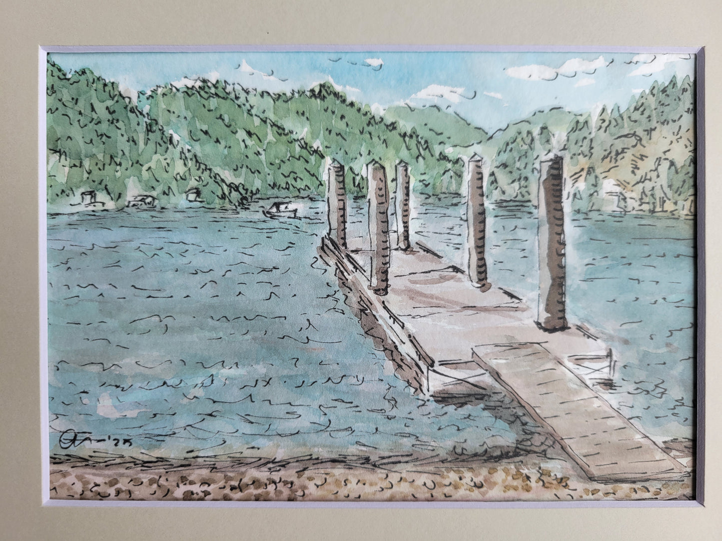 Higgins Point - Original Ink & Watercolor Art (5x7)