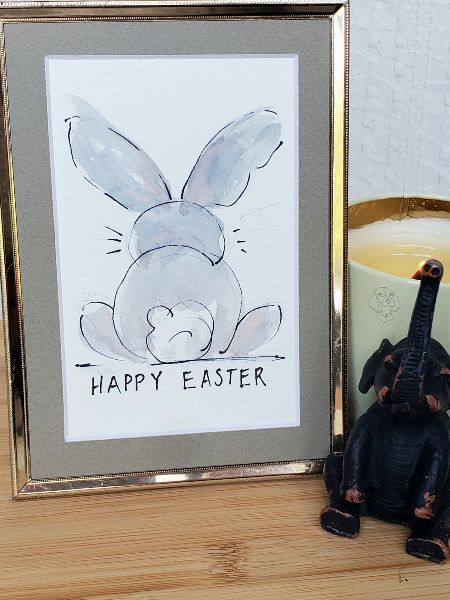 Easter Bunny Card - Original Ink & Watercolor