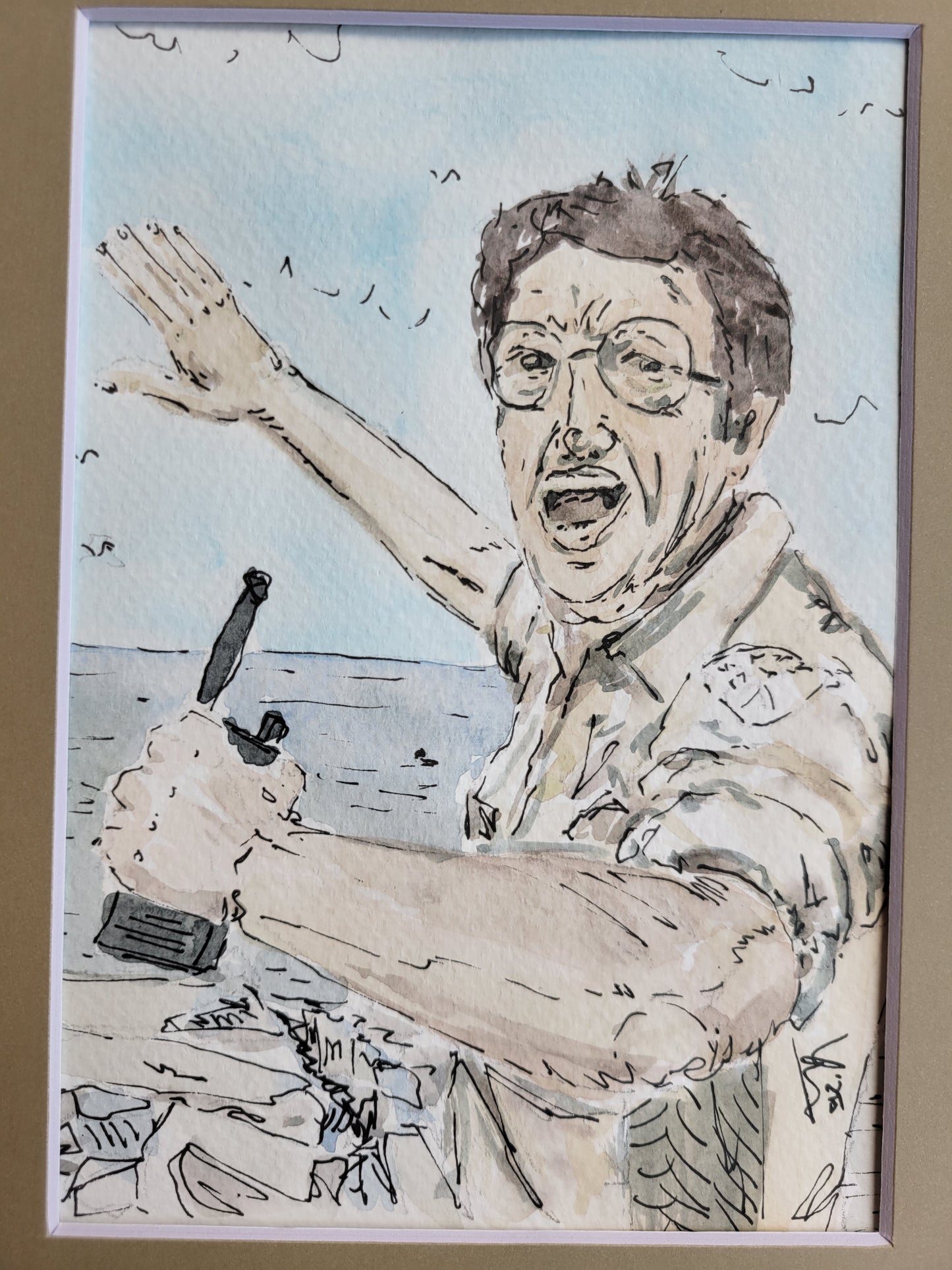 Get Outta the Water! - Jaws Movie Original Ink & Watercolor Art (5x7)