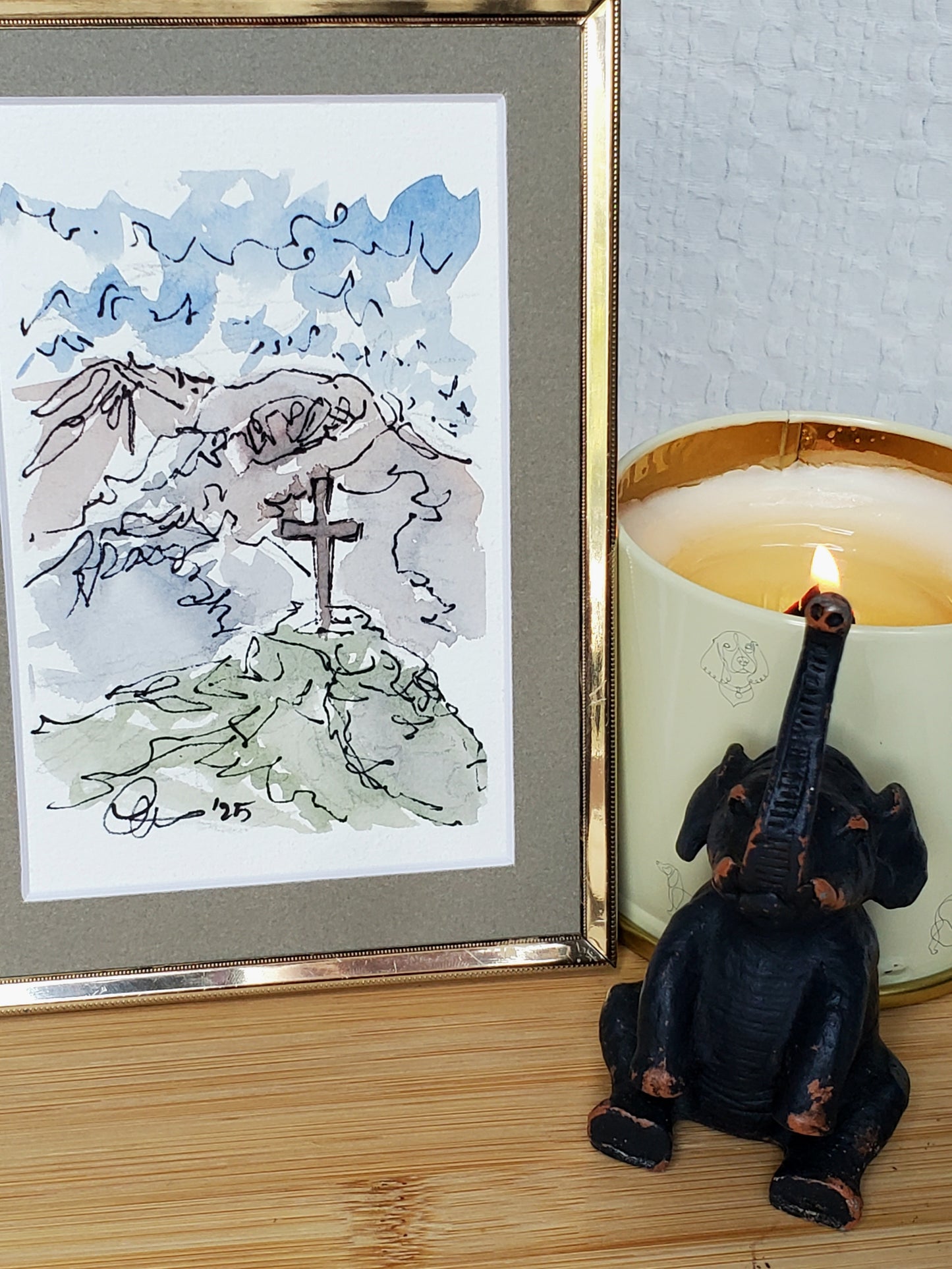 Cross on Golgotha Easter Card - Original Ink & Watercolor