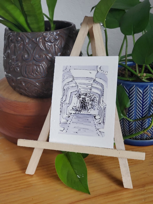 Darth Vader's Pursuit - Original Watercolor & Ink Painting (4x6 in)