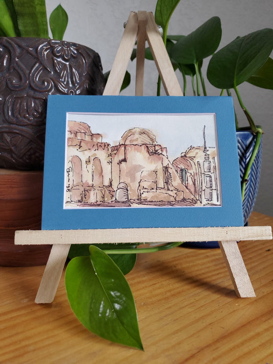 Mos Eisley - Original Watercolor & Ink Painting (4x6 in)