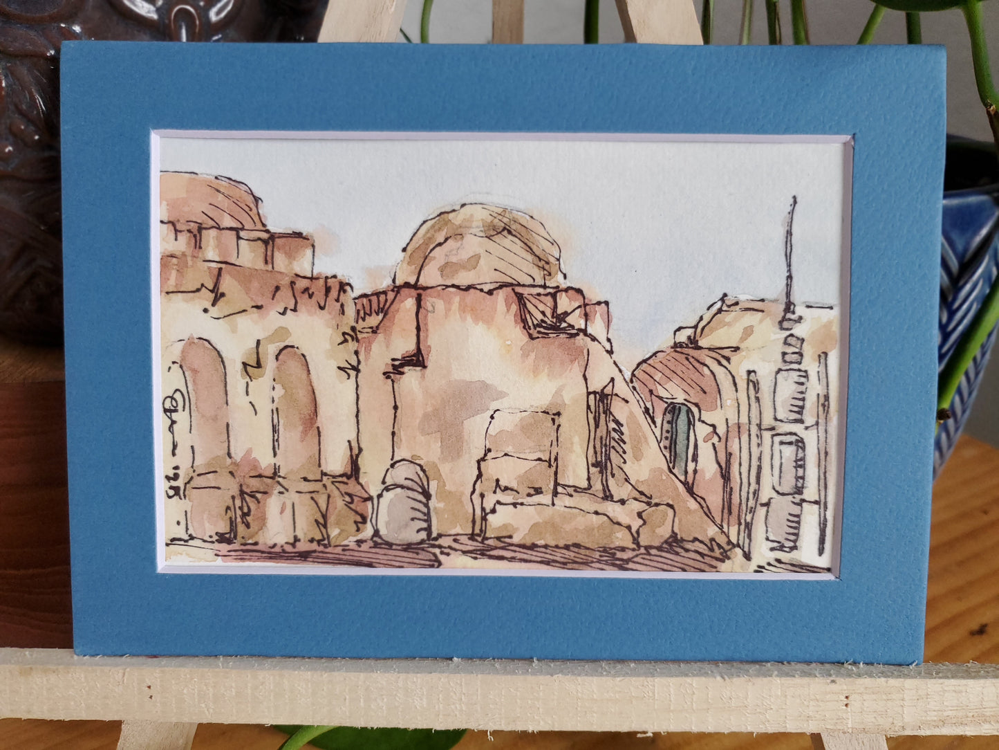 Mos Eisley - Original Watercolor & Ink Painting (4x6 in)