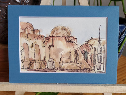 Mos Eisley - Original Watercolor & Ink Painting (4x6 in)