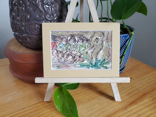 Get off the Road! - Original Watercolor & Ink Painting (4x6 in)