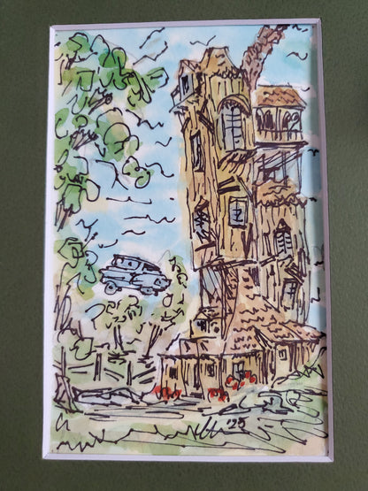 The Burrow - Original Ink & Watercolor Painting (4x6)