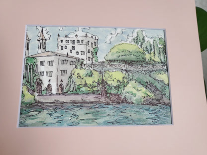 Lake Country of Naboo - Original Watercolor & Ink Painting (5x7 in)