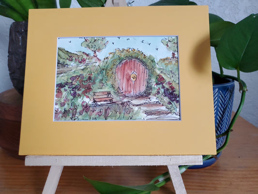 Hobbiton - Original Watercolor & Ink Painting (5x7 in)