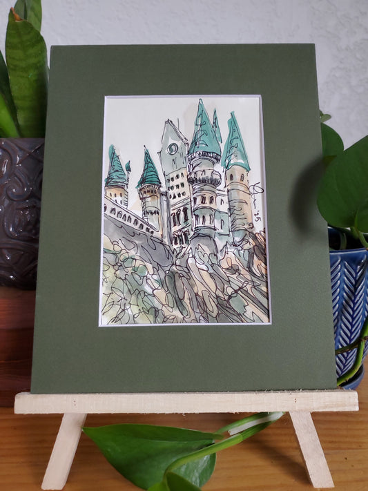 Watchtower - Original Ink & Watercolor Painting (5x7)