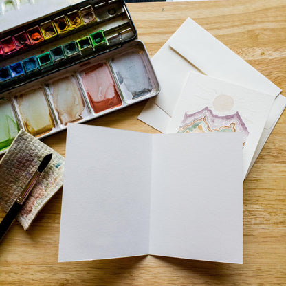 Hand painted Abstract Art Mountain Greeting Card Original Watercolor Painting 4x6 Blank Notecard Set of Two