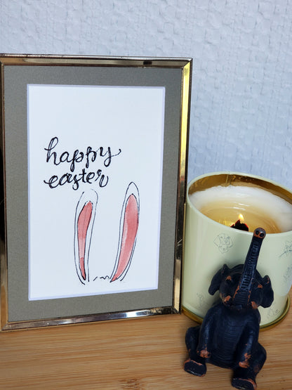Bunny Ear Easter Card - Original Ink & Watercolor