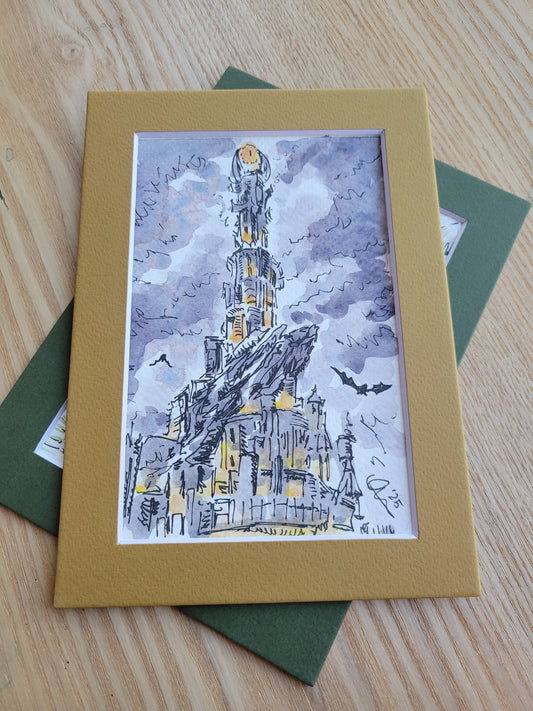 Barad-dur - Lord of the Rings LOTR Original Ink & Watercolor Artwork