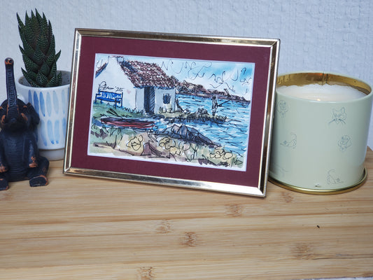 Fisherman's Harbor Home - Original 4x6 Ink & Watercolor Art
