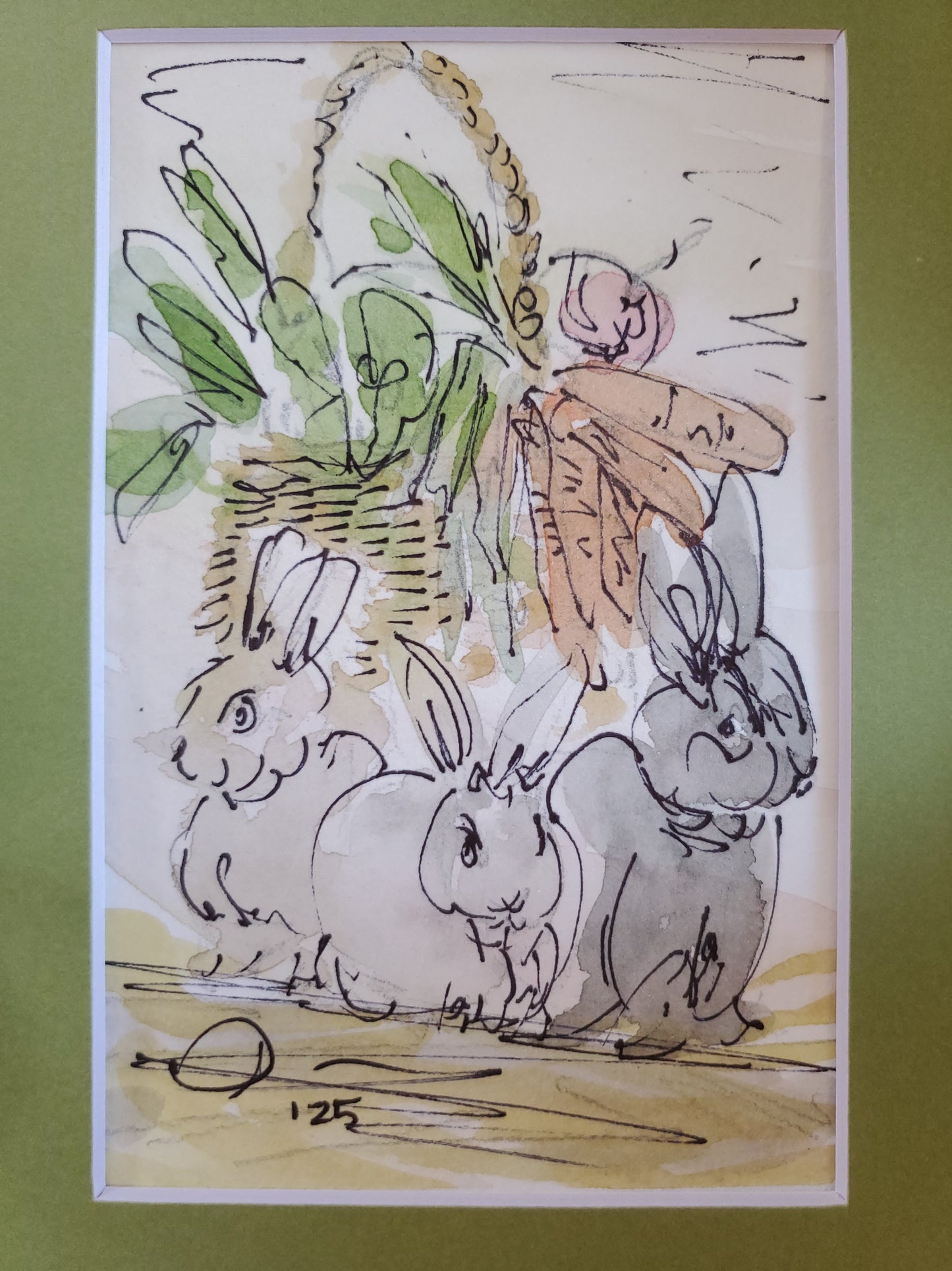 Bunny Harvest - Original Ink & Watercolor Paintings (4x6)