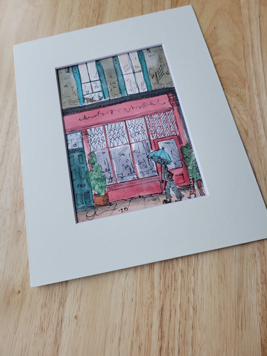 Pink Boutique - Sagefen Series Original Ink & Watercolor Art (5x7)