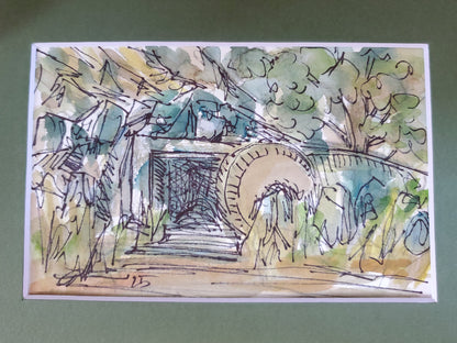 Resurrection Tomb - Original Ink and Watercolor Painting