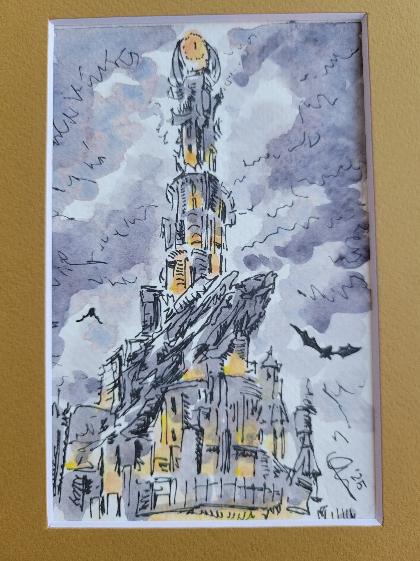 Barad-dur - Lord of the Rings LOTR Original Ink & Watercolor Artwork