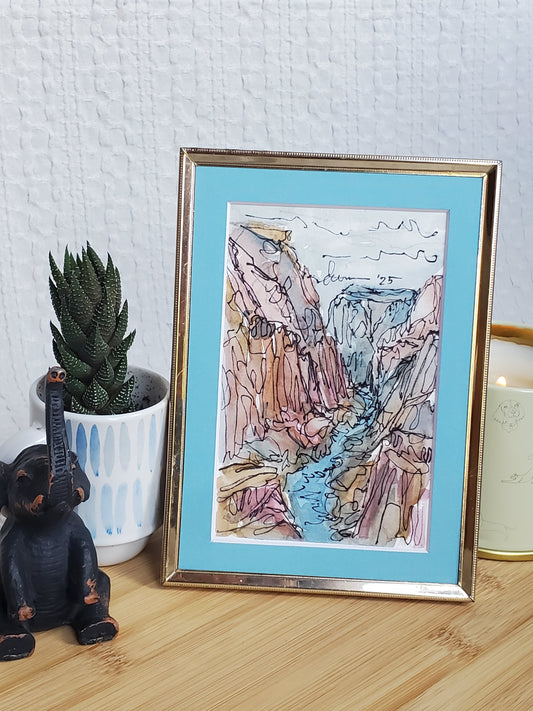 Deep Canyons - Original Ink & Watercolor Art