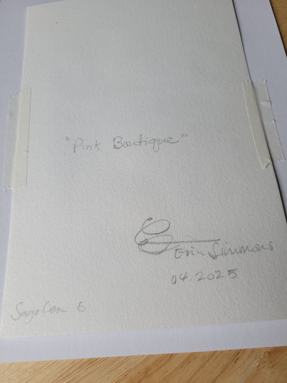 Pink Boutique - Sagefen Series Original Ink & Watercolor Art (5x7)