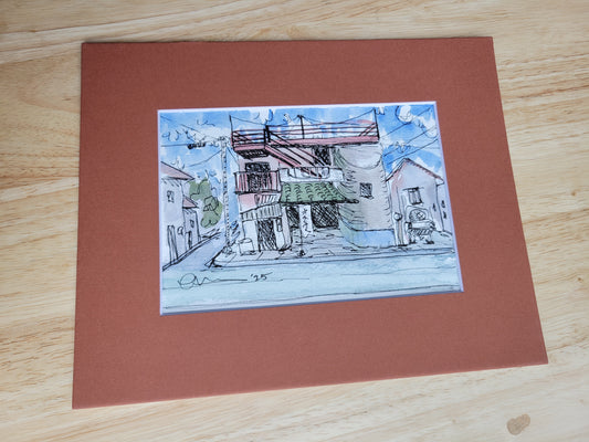 Tokyo Garage - Sagefen Series Original Ink & Watercolor Art (5x7)