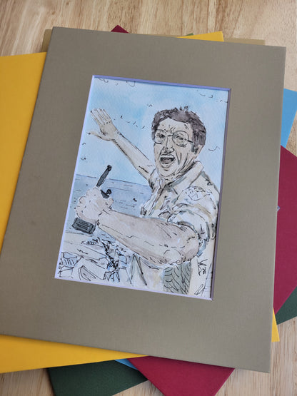 Get Outta the Water! - Jaws Movie Original Ink & Watercolor Art (5x7)