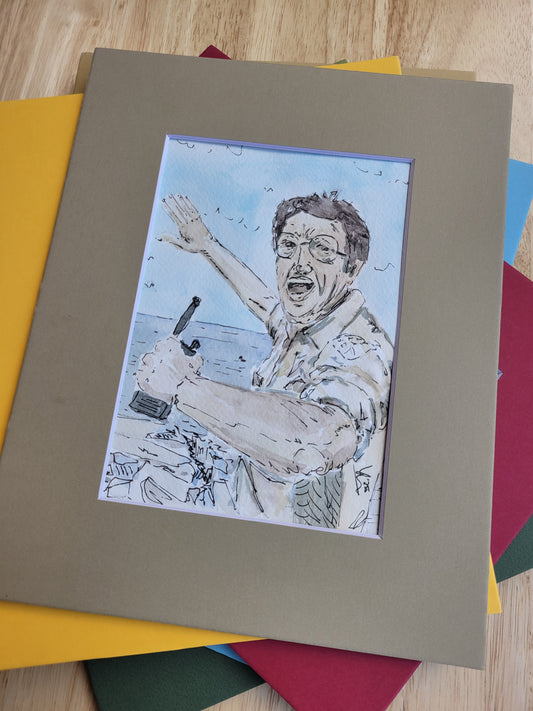 Get Outta the Water! - Jaws Movie Original Ink & Watercolor Art (5x7)