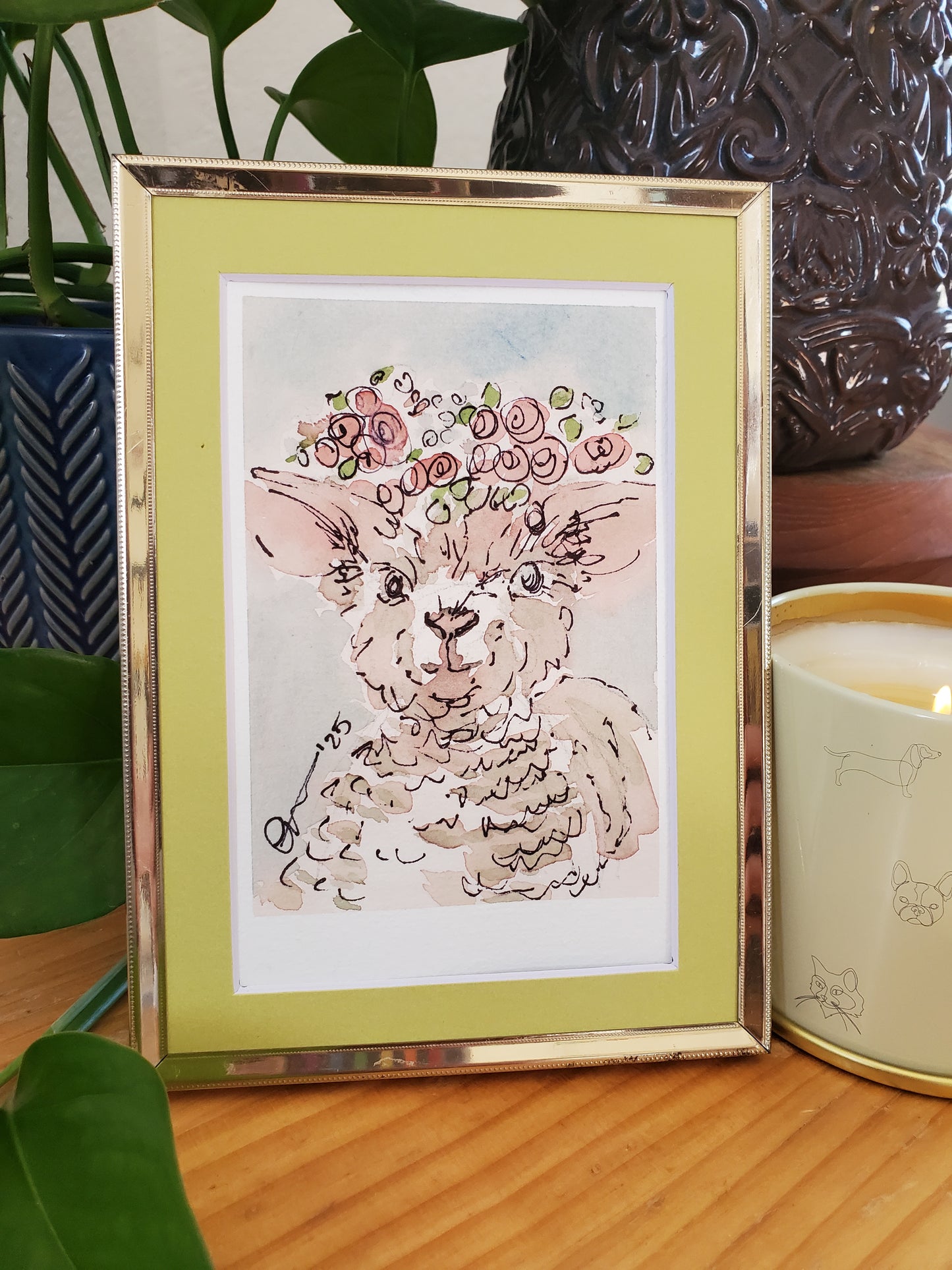 Whimsical Easter Lamb Greeting Card - Original Ink & Watercolor (4x6)
