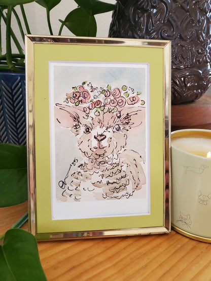 Whimsical Easter Lamb Greeting Card - Original Ink & Watercolor (4x6)