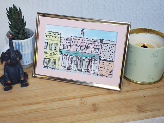 Meiers & Jones Urban Downtown Kennewick - Original 4x6 Ink & Watercolor Art