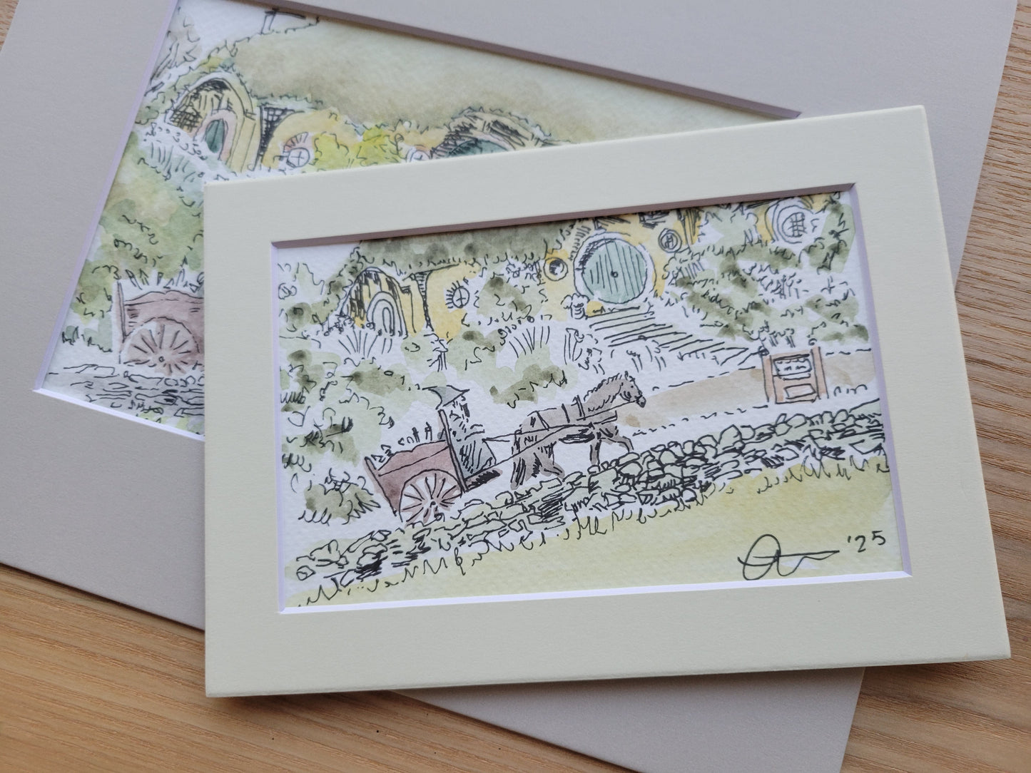 Hobbiton - Lord of the Rings LOTR Original Ink & Watercolor Artwork